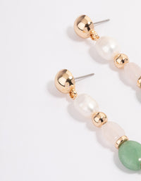 Gold Mixed Semi Precious Drop Earrings - link has visual effect only