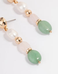 Gold Mixed Semi Precious Drop Earrings - link has visual effect only