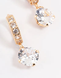 Gold Diamante Huggie Teardrop Earrings - link has visual effect only