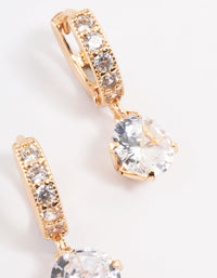 Gold Diamante Huggie Teardrop Earrings - link has visual effect only