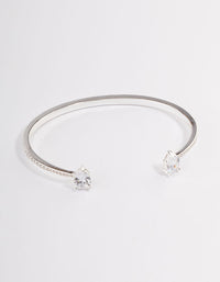 Silver Cubic Zirconia Pearl Diamante Bangle - link has visual effect only