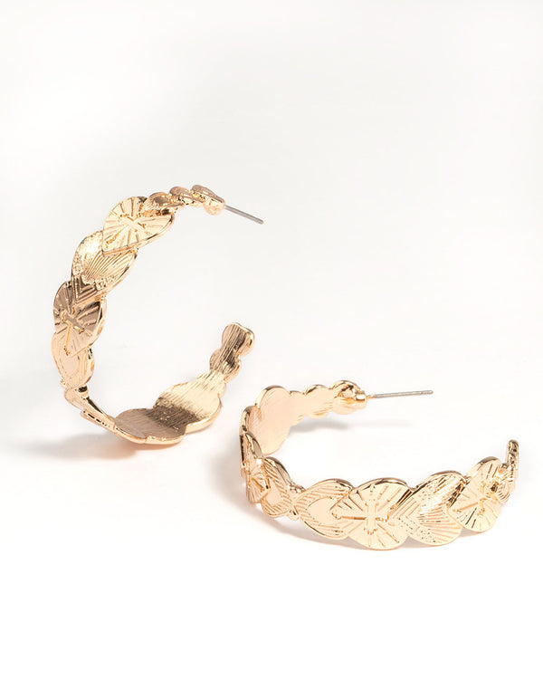 Gold Alternative Heart Hoop Earrings