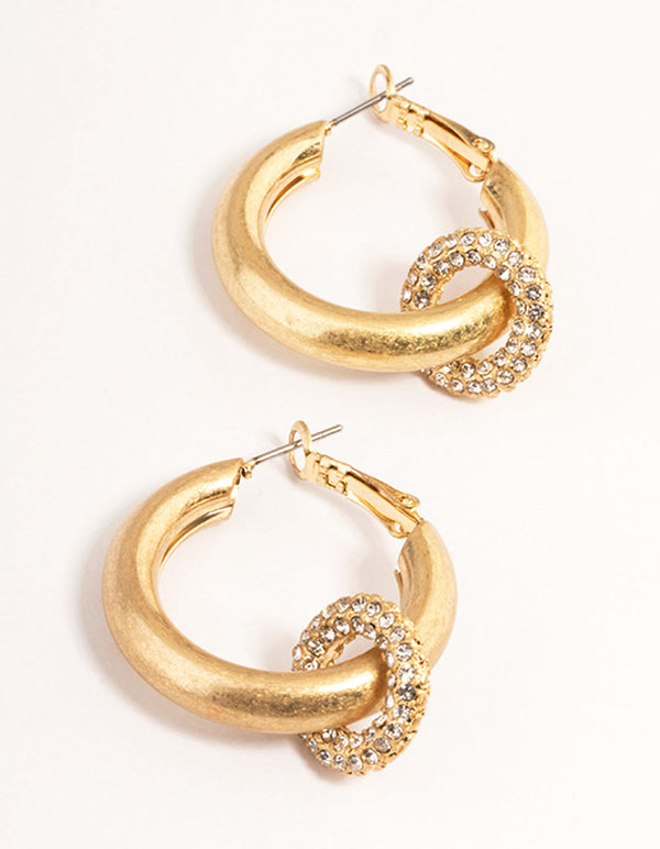 Gold Bling Ring Hoop Earrings