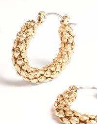 Gold Beaded Hoop Earrings - link has visual effect only