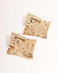 Gold Textured Statement Earrings - link has visual effect only