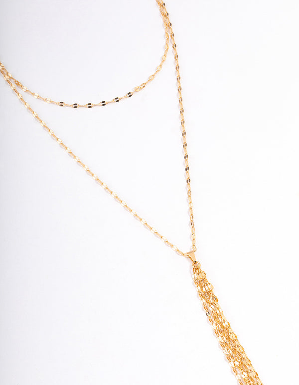 Gold Glistening Tassel Necklace