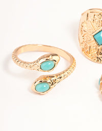 Gold Turquoise Snake Ring Set - link has visual effect only