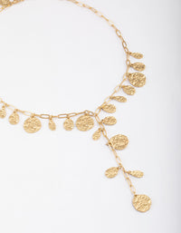 Gold Textured Disc Y-Necklace - link has visual effect only