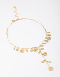 Gold Textured Disc Y-Necklace - link has visual effect only