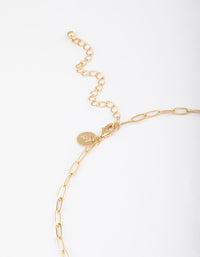 Gold Textured Disc Y-Necklace - link has visual effect only