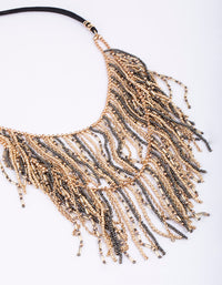 Gold Beaded Fringe Layered Necklace - link has visual effect only