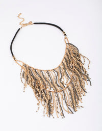 Gold Beaded Fringe Layered Necklace - link has visual effect only