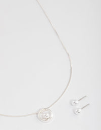 Silver Pearl Open Circle Jewellery Set - link has visual effect only