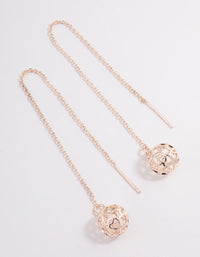 Rose Gold Filigree Ball Thread Through Drop Earrings - link has visual effect only