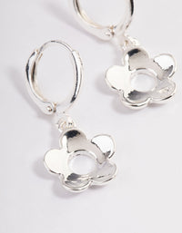 Silver '90s Flower Mini Hoop Earrings - link has visual effect only