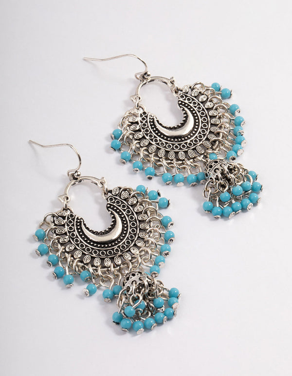 Antique Silver Mini Bead Drop Earrings