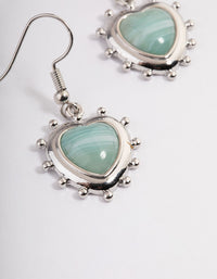 Silver Grunge Heart Stone Drop Earrings - link has visual effect only