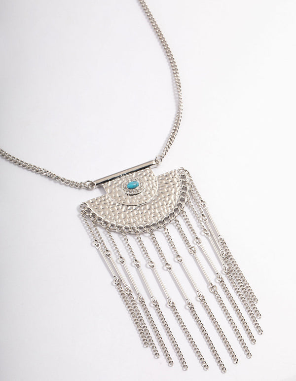 Silver Boho Chain Fringe Necklace