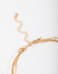 Gold Five Row Mixed Diamante Disc Necklace - link has visual effect only