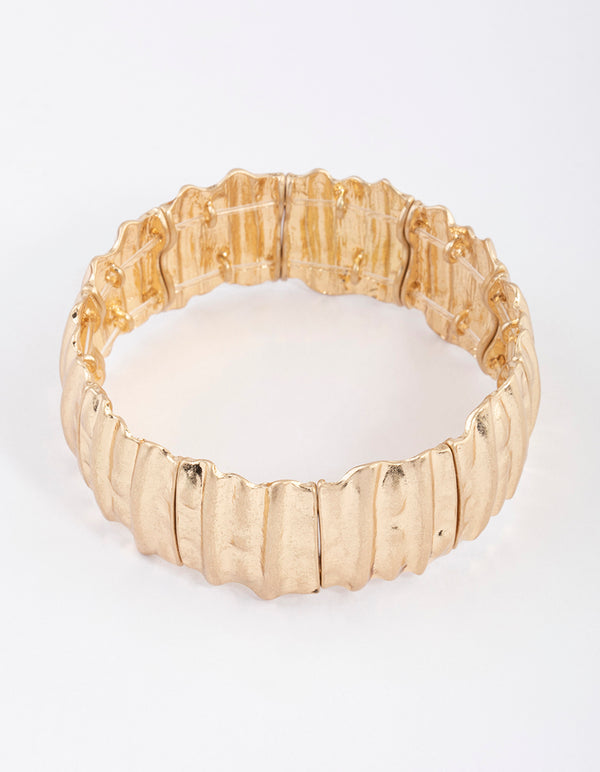 Gold Scrunch Texture Stretch Bracelet