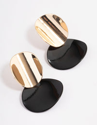 Black Layered Bent Disc Drop Earrings - link has visual effect only