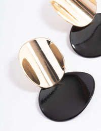 Black Layered Bent Disc Drop Earrings - link has visual effect only