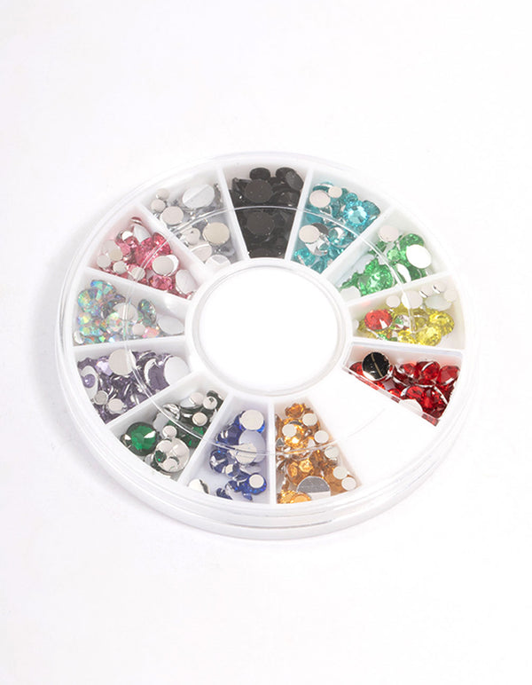 Mixed Clear Circle Gems Press On Nail Kit