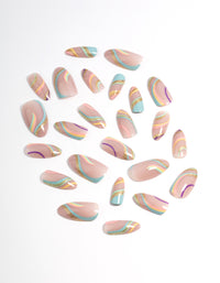 Plastic Glitter Swirl Press On Nails - link has visual effect only