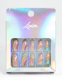 Plastic Glitter Swirl Press On Nails - link has visual effect only