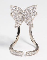 Silver Diamante Butterfly Fingertip Ring - link has visual effect only