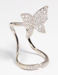 Silver Diamante Butterfly Fingertip Ring - link has visual effect only