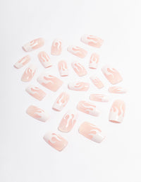 Pink & White Flame Press On Nails - link has visual effect only