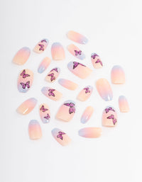 Plastic Butterfly Ombre Press On Nails - link has visual effect only