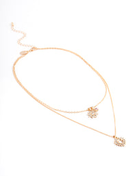 Pink Diamante Flower & Heart Layered Necklace - link has visual effect only