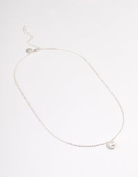 Silver Pearl Dangle Necklace - link has visual effect only