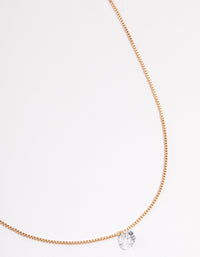 Gold Single Cubic Zirconia Box Chain Necklace - link has visual effect only