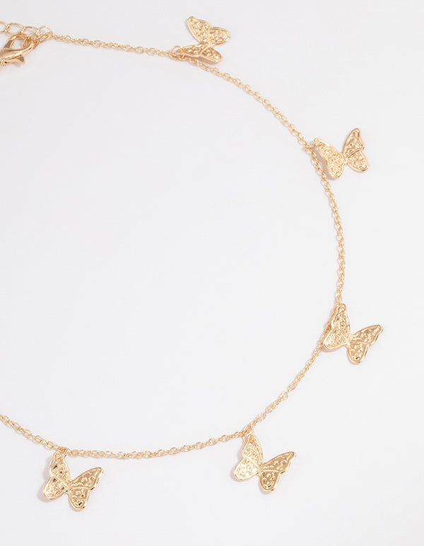 Gold Floating Butterfly Necklace