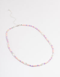 Silver Multi-Coloured Beaded Necklace - link has visual effect only