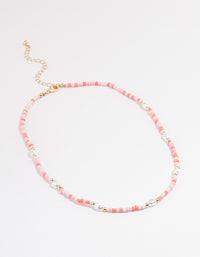 Pink Beaded Pearl Necklace - link has visual effect only