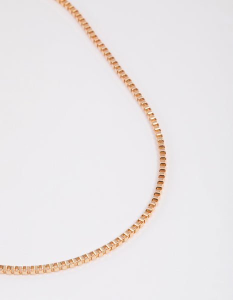 Minimal Gold Box Chain Necklace – RoseGold & Black Pty Ltd