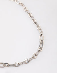 Rhodium Chain Link Necklace - link has visual effect only