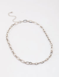 Rhodium Chain Link Necklace - link has visual effect only