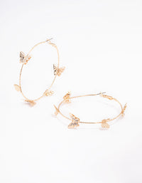 Gold Butterfly Hoop Earrings - link has visual effect only