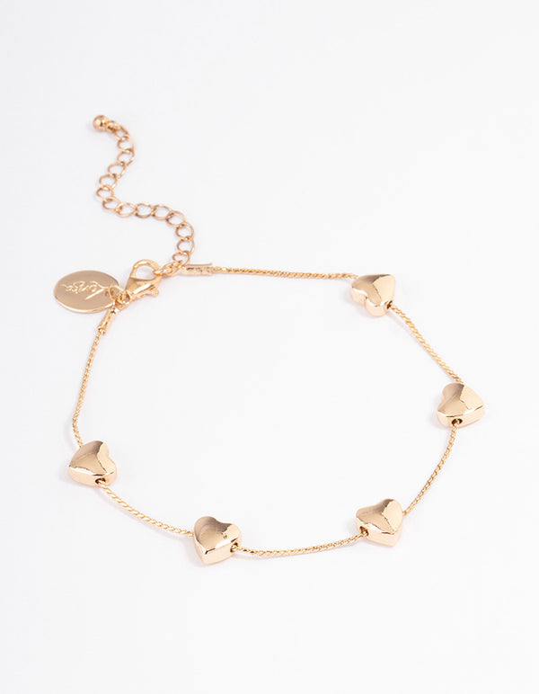 Gold Multi Dainty Heart Bracelet