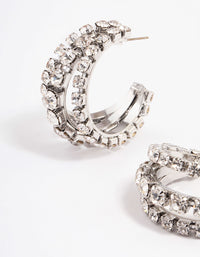 Silver Mega Cupchain Three Illusions Hoop Earrings - link has visual effect only