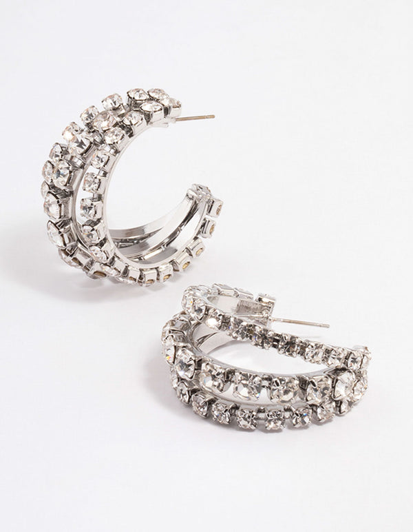 Silver Mega Cupchain Three Illusions Hoop Earrings