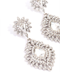 Silver Statement Diamante Drop Earrings - link has visual effect only