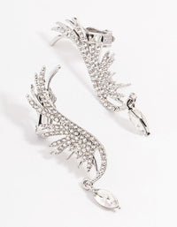 Silver Diamante Wing Drop Cuff Earrings - link has visual effect only