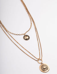 Gold Double Row Mixed Chain Shield Necklace - link has visual effect only