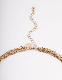 Gold Double Row Mixed Chain Shield Necklace - link has visual effect only